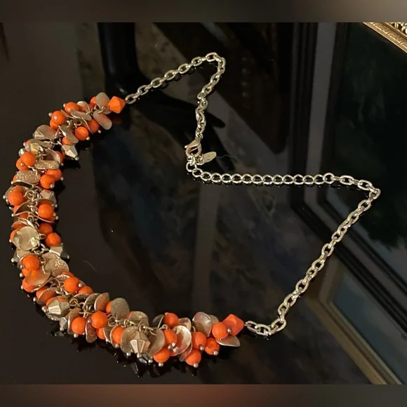 3 for $30 Vintage GoldTone Cluster Beaded Necklace Orange Gold Beads Signed VCLM - Picture 12 of 12